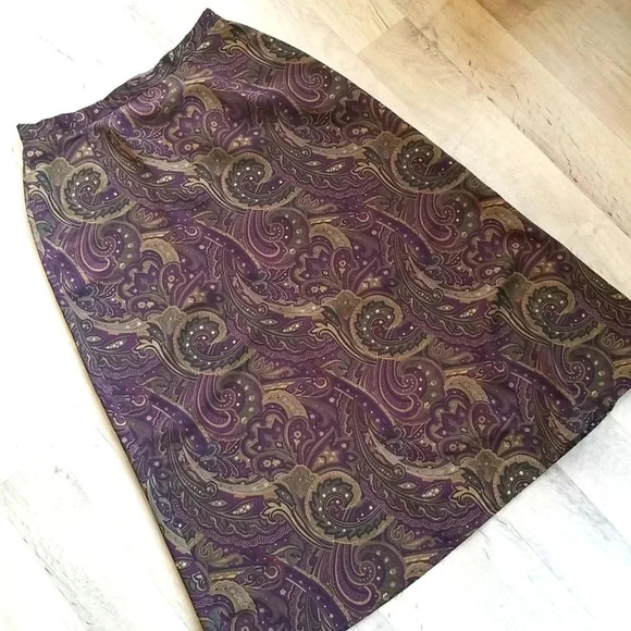 green and purple vintage midi  skirt - Picture 1 of 2
